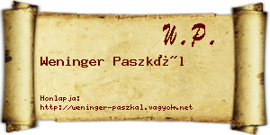 Weninger Paszkál névjegykártya