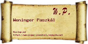 Weninger Paszkál névjegykártya